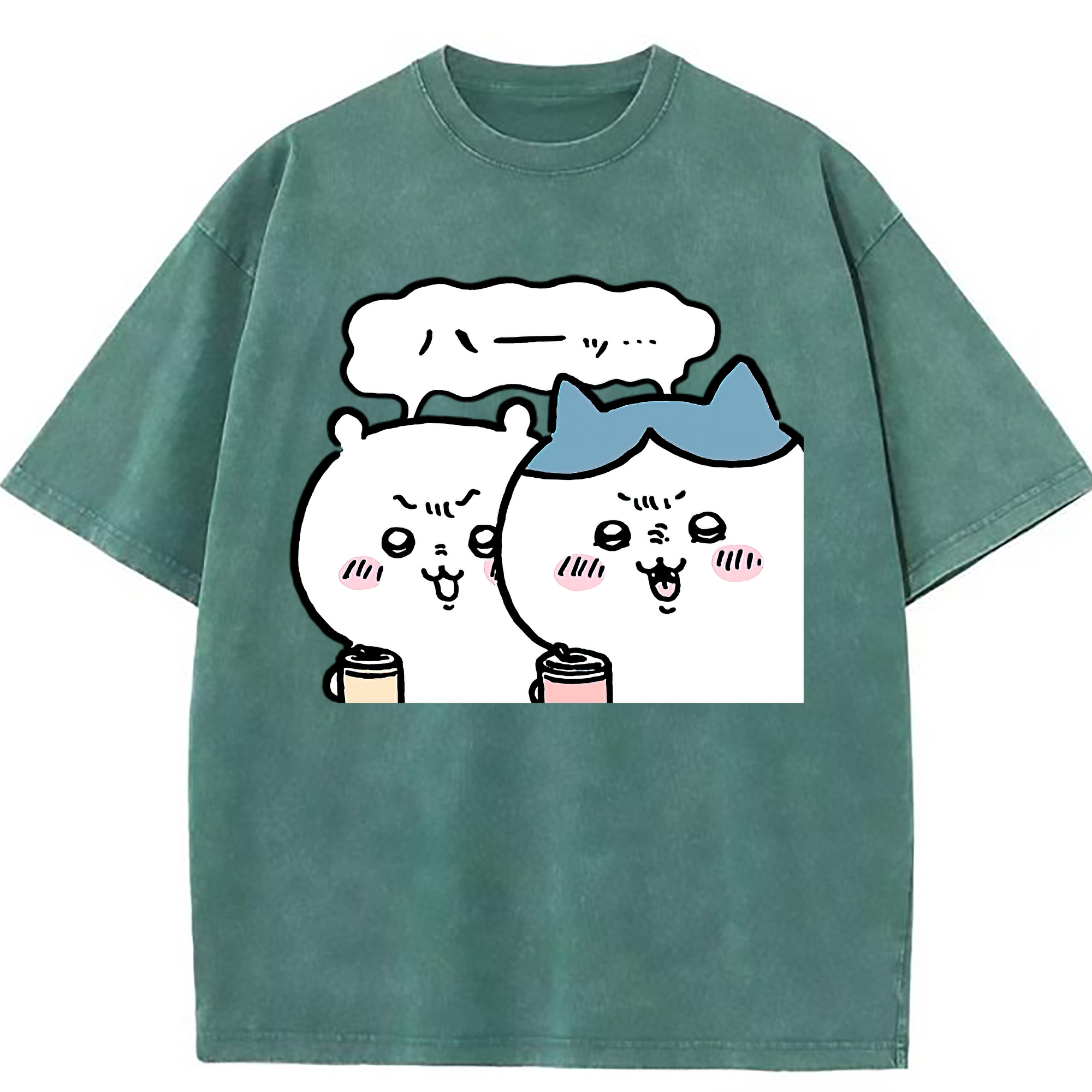 （画像用） ちいかわ ハチワレ Chii-kawa hachiware 綿100% ヴィンテージ風 半袖Tシャツ（フロントプリント）